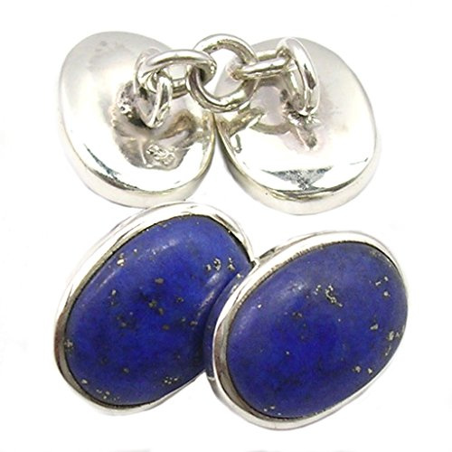 Bijoux et Objets - Lapislazuli Manschettenknöpfe aus massivem 925er Silber – Maße der Steine 8 x 12 mm
