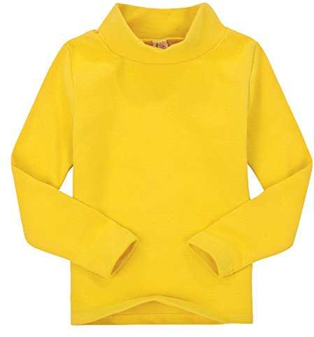 CuteOn Bambini Kids Alto Collo Manica Lunga Cotone T-Shirt Top Camicia di T Yellow 3 Anni