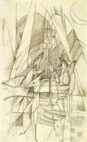 Kunstdruck/Poster: Franz Marc Aus dem Skizzenbuch von der Front Stehende Rehe - hochwertiger Druck, Bild, Kunstposter, 40x65 cm