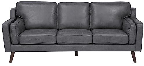 Beliani Modernes Sofa in Lederoptik in Grau Couch 3-Sitzer Lokka