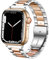 DEALELE Compatible iWatch Band Metal Acero Inoxidable Reemplazo para Correa, si es aplicable Apple Watch Series 4/3 / 2/1, Plata/Oro Rosa, 38mm/40mm