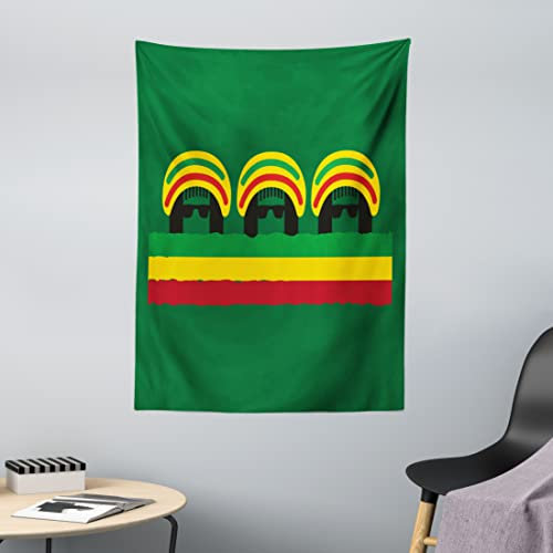 ABAKUHAUS jamaikanisch Wandteppich, Reggae-Themen-Hut, aus Weiches Mikrofaser Stoff Klare Farben Wand Dekoration, 110 x 150 cm, Mehrfarbig Grün