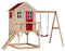 Wendi Toys M23R Spielturm Outdoor mit 90 cm Plattform und Holz-Schaukel, 192 x 350 x 242 cm, Grau – Kinder Quadro Klettergerüst FSC Holz, Kinderspielzeug ab 3 Jahre