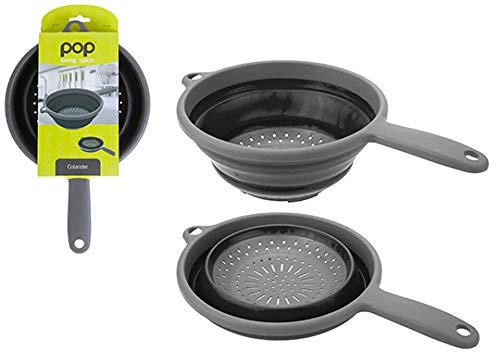 Summit Pop! Collapsible Colander with Handle Grey/Black