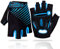 LUROON Fahrradhandschuhe Halbfinger Atmungsaktiv Rutschfestes Stoßdämpfende Kurz Gel Sommer MTB Radhandschuhe für Herren Und Damen (Blau, L)