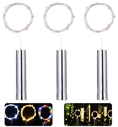 QoFina 3 x Bottle Lights - AA Battery Operated, 2M 20 LED Night Light for Wine Bottles, Table Decoration, Christmas, Festive Decor