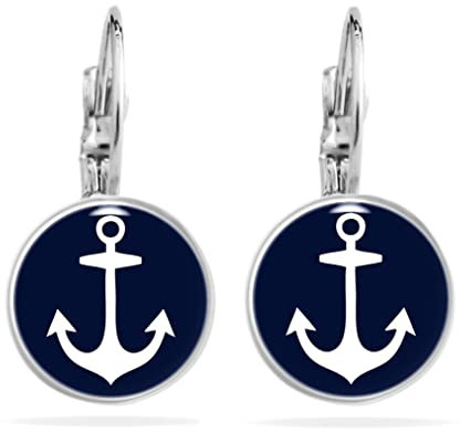 Miss Lovie Ohrringe Anker Ohrstecker Maritim Damen Ohrringe Dunkelblau (Ohrhänger Anker)