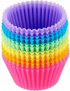 SHENKY Round Silicon Moulds for Cupcake, Jelly and Muffin | Microwave Oven and OTG Baking Mould (Set of 12)