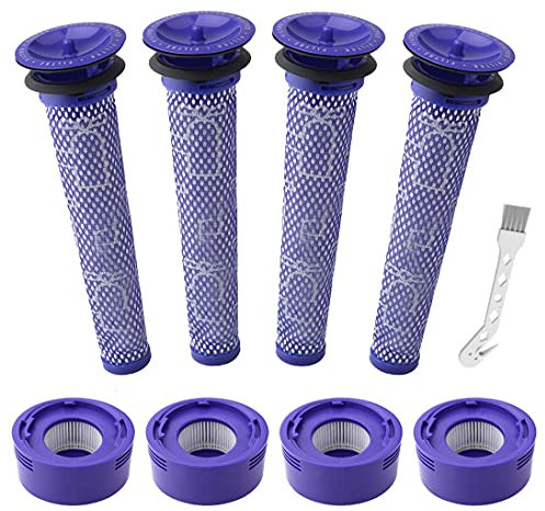 Kit di 8 filtri di ricambio per aspirapolvere Dyson V7, V8 Animal e V8 Absolute Cordless Vacuum, 4 filtri a 4 montanti, 4 prefiltri, sostituisce parte # 965661-01 & 967478-01