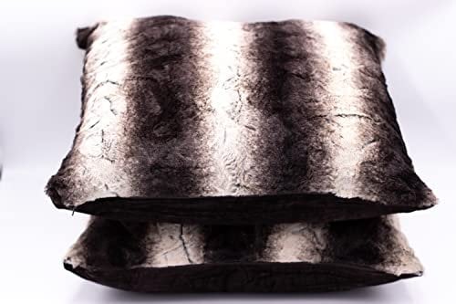 Lex's Linens Pack of 2 Opulence Premium Faux Fur Cushion Covers (Brown Wolf, 45 x 45 cm)