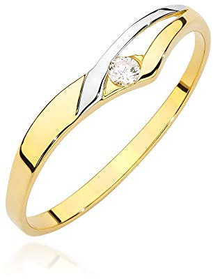 MARKO Damen-Goldring mit 0,04Ct Diamant, 14 Karat Gold (585) | Goldring inklusive Box | Goldring für Frauen (Gelbgold, 55 (17.5))