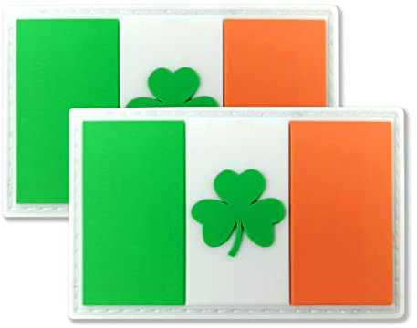 QQSD Irland Kleeblatt-Flagge, irischer taktischer Aufnäher, PVC-Klettverschluss, 2 Stück