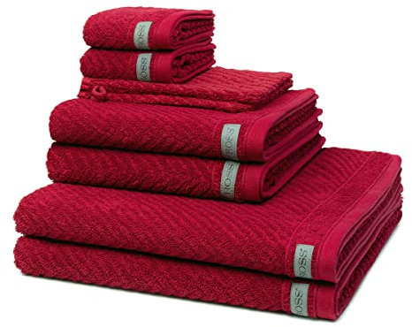 Ross - 8 teiliges Frottier-Set - Smart (2 X Wasch- 2 X Gäste- 2 X Dusch- 2 X Handtuch im Set) - 520 g/m2 - Baumwolle - Frottee - saugstark - weich und flauschig - Marsala