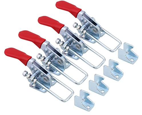 4 Pcs Adjustable Toggle Clamp, Metal Toggle Latch Non Slip Quick Release Latch Clamps 163kg/360lbs Holding Capacity Hasp Clamp, Pull Latch Tools for Door, Cabinet Box Case Trunk