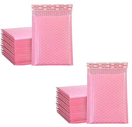 Trjgtas 100 Stück Schaumstoff-Umschläge, selbstklebend, gepolsterte Umschläge, mit Luftpolster-Versandtasche, Paket-Tasche, Rosa