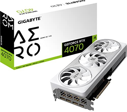 GIGABYTE GeForce RTX 4070 AERO OC 12GB Graphics Card - 12GB DDRX6 21Gbps 192bit, PCI-E 4.0, Core 2565Mhz, DisplayPort 1.4, HDMI 2.1a, NVIDIA DLSS 3, GV-N4070AERO OC-12GD