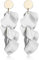 Diamday Acrílico Clip Pendientes para Mujer Niña Largo Rosa Pétalo Pendientes Vintage Colgante Exagerada Flor Pendientes Elegante Gota Statement Florales Borla Pendientes Colorido Blanco