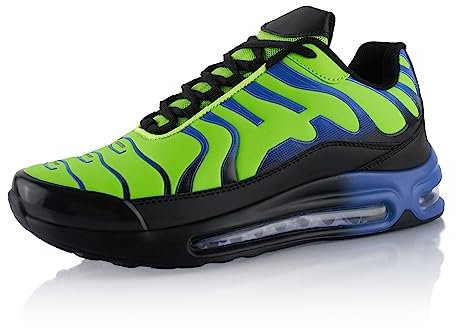 Fusskleidung® Damen Herren Sportschuhe Dämpfung Sneaker leichte Laufschuhe Grün Blau EU 36