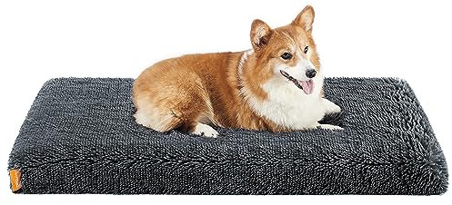 Feandrea Hundebett, orthopädisches Hundekissen, mit Noppenschaumstoff gepolstert, Bezug abnehmbar und waschbar, Größe L, für mittlere Hunde, 95 x 60 x 8 cm, dunkelgrau PGW212G02