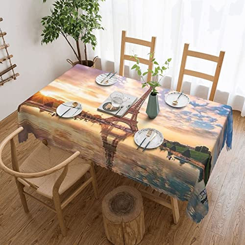 Rechteckige Gartentischdecke Frankreich Paris Eiffelturm Tag Der Liebe Wachstuchtischdecke Abwaschbar Wachstischdecke Wasserdicht Tischwäsche Für Abendessen Garten Geburtstag,137X183cm