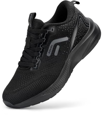 FitVille Laufschuhe Herren Extra Weite Sportschuhe Atmungsaktiv Turnschuhe Outdoor Joggingschuhe Freizeit Straßenlaufschuhe rutschfest Turnschuhe,Schwarz,49 EU,Weit