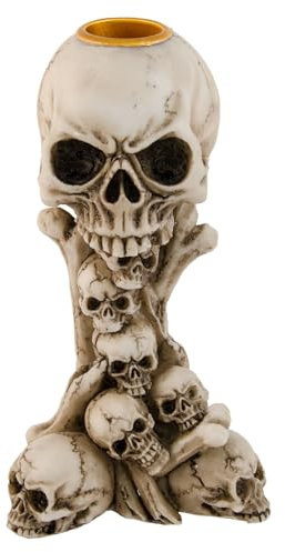 PARTY DISCOUNT NEU Kerzenständer/Kerzenhalter in Form mehrerer Totenköpfe aus Polyresin, Größe ca. 14,2 cm