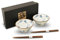 COTONOHA Mino Ware Cat-Design Rice Bowl & Wakasa-Nuri Wooden Chopsticks Pair Set - Artisan Japanese Tableware for Various Dishes, Presented in an Elegant Black Box (Lucky Cat)