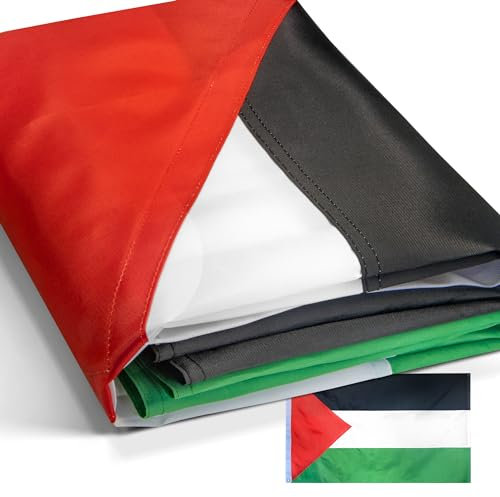 Palästina-Flagge der Anley EverStrong-Serie, 90 x 150 cm, robuster Leinenkopf, 4 Reihen Steppnaht, palästinensische Nationalflagge aus Nylon mit Messingösen, 90 x 150 cm
