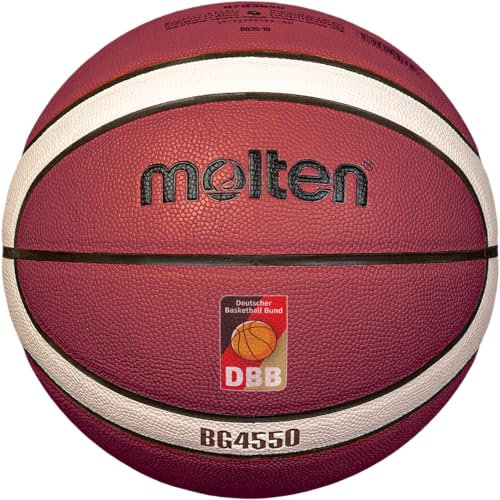 Molten Basketball B7G4550-DBB, Wettspielball, Premium Synthetik-Leder, 12 Felder, Größe 7