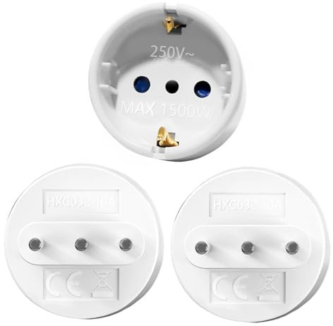 SRunDe 3 Stück Reiseadapter Italien Adapter EU zu Typ-L Stecker 2 Pin to 3 Pin Italien Stecker Steckdosenadapter für Reiseadapter Adapter EU auf Italien Chile Weiß