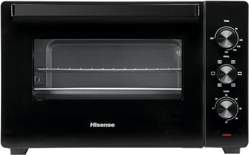 Hisense, HOM30M - Fornetto elettrico 30L, tre livelli di cottura, ventilato, girarrosto, comandi 3 manopole