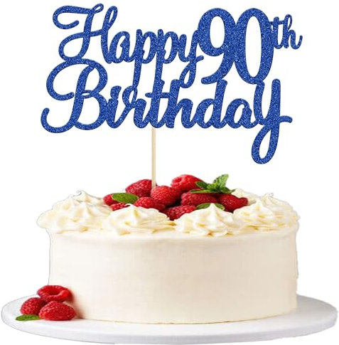 Gyufise 3Pcs Happy 90th Birthday Cake Topper Glitter 90th Birthday Cake Pick Cheers to 90 Years Old Ninety Fabulous Cake Decorations for 90th Birthday Theme Party Supplies