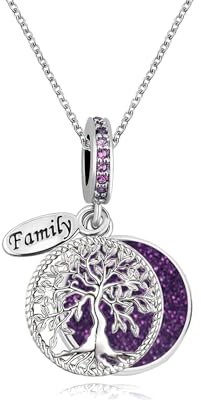 KunBead 18 inch Dainty Family Tree of Life Sparkling Birthday Charm Love Pendant Necklace for Women