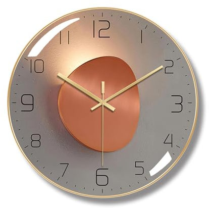 Ergocar Ergonomische Metall-Wanduhren – geräuschlos und nicht tickend, Art-Deco-Stil für Küche, Wohnzimmer, Büro, Schlaf- und Arbeitszimmer