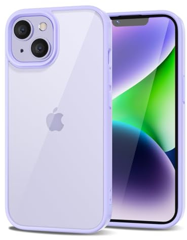 LoeoeL for iPhone 14 Case Clear, Transparent Hybrid 14 Phone Case [Hard Plastic & Soft Silicone Bumper] Acrylic Non Yellowing Thin Slim Protective Cover for Women, Purple Lavender