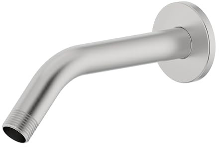 Derengge Duscharm mit Flansch, 16,5 cm, gebürstetes Nickel, Wandhalterung, Ersatzarm, Winkelduschkopfarm für festen Duschkopf, RP-1121-BN