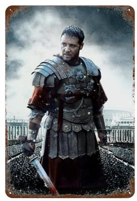 NRCKMIHRAE Gladiator-Film-Poster, Wanddekoration, Kunst, Metall-Blech-Poster, moderne Heimdekoration, Kunst, Metallposter, Hausbar, Laden, Dekorationen, Vintage-Schild, Geschenk, 30 x 20 cm