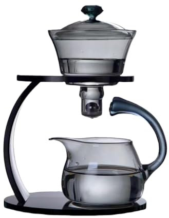 Fire Kirin Set di teiera in vetro semi automatica rotante con infusore cinese resistente al calore, set da tè Lazy Kungfu (colore grigio, solo teiera)