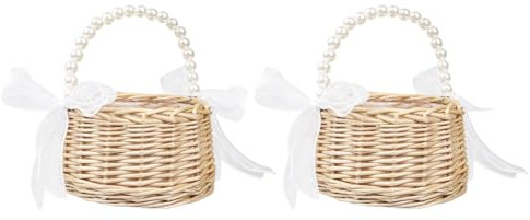 2 Stück Blumenmädchen Korb Blumenkorb Hochzeit Weidenkorb mit Henkel