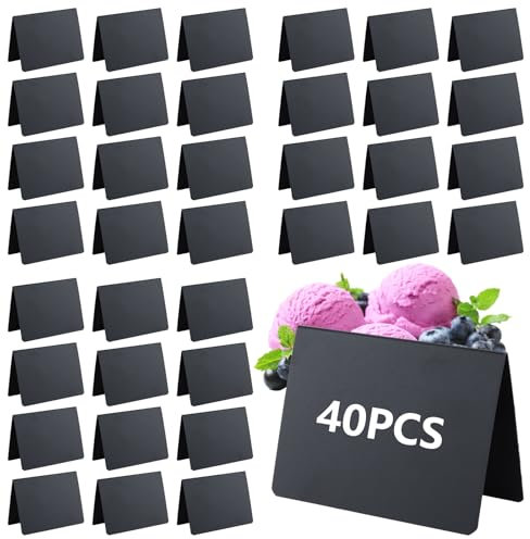 JMIATRY 40 Stück Klein Kreidetafel zum Beschriften 10 x 7.6 cm, V-Form Mini Kreidetafel Schilder, Preisschilder Aufsteller für Nachrichtenschilder, Buffet, Hochzeit, Party, Bäckerei