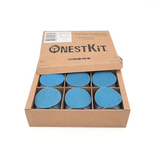 OnEstKit - Juego de 300 discos de lijado, diámetro 50 mm para bandeja de lijado para taladro, mini disco abrasivo de óxido de aluminio grueso de grano fino P80 a P400 para lijar en torneado sobre