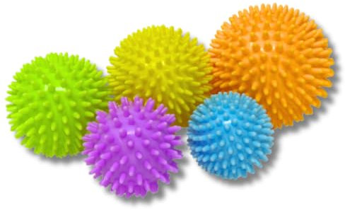Theralino Igelball 5er Set Pastell Massageball Noppenbälle in verschiedenen Größen für die punktuelle Selbstmassage, Füße, Nacken, Rücken, Bein und vieles mehr