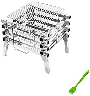 TVSKWMRQ Griglia per Barbecue da Tavolo per Picnic in Giardino, Festa, Completamente in Acciaio Inossidabile, Campeggio, Pieghevole, Portatile, griglia per Barbecue, Forno a Carbone, stuf