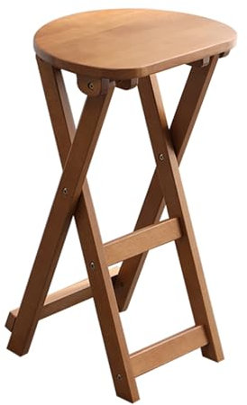 Holz Klappbare Barhocker, 43/62cm Tragbarer Küche Frühstück Hohe Hocker mit Fußstütze, Tresen Höhe Stuhl für Balkon, Garten(Natural,24.4inch/62cm)