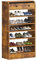 sogesfurniture Schuhregal Holz, Schuhschrank Schuhablage Standregal Schuhständer mit 7 Ebenen, abnehmbare Stoff-Schublade, ideal für Diele, Flur, Treppenhaus, 62.5 * 30 * 120cm, Vintagebraun