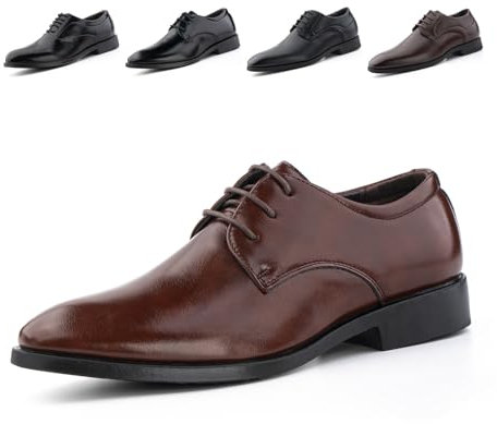 Zapatos Oxford Hombre Zapatillas Cordones Zapatos Vestir Derby Traje Formales Brogue Boda Negocios Calzado Clásico Transpirables GPG808 Marrón 45