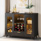 Condemo Weinbarschrank mit LED-Licht, moderner Kaffeebarschrank mit Steckdose, Likörschrank mit Weinregal, Gläserhalter, Sideboard, Buffetschrank für Esszimmer, Wohnzimmer, Küche, Schwarz
