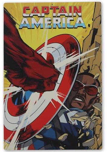 Open Road Brands Marvel Captain America und Falcon Metallschild – Vintage Captain America Wandkunst für Männerhöhle oder Filmzimmer