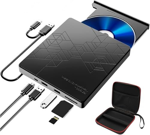 RUIZHI Lettore CD/DVD Esterno per PC Portatile per computer portatili PC Linux Windows Mac OS Marca