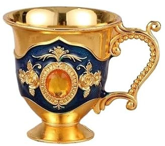 1 Pcs Drinking Glass Cup Cocktail Cup Blenders for Kitchen Reusable Tea Cup Brass Wine Goblet Sake Cup Mug(Blue)
